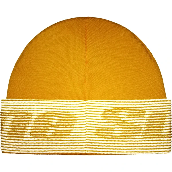Supreme Reflective Jacquard Beanie - Mustard (front)