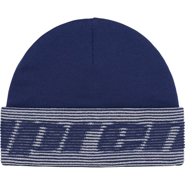 Supreme Reflective Jacquard Beanie - Navy (front)
