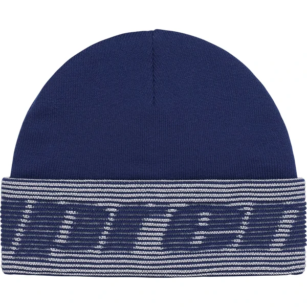 Supreme Reflective Jacquard Beanie - Navy (front)
