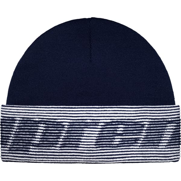 Supreme Reflective Jacquard Beanie - Navy (front)