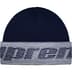 Supreme Reflective Jacquard Beanie - Navy (front)
