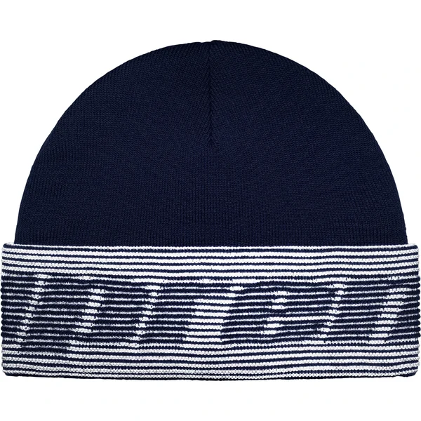 Supreme Reflective Jacquard Beanie - Navy (front)