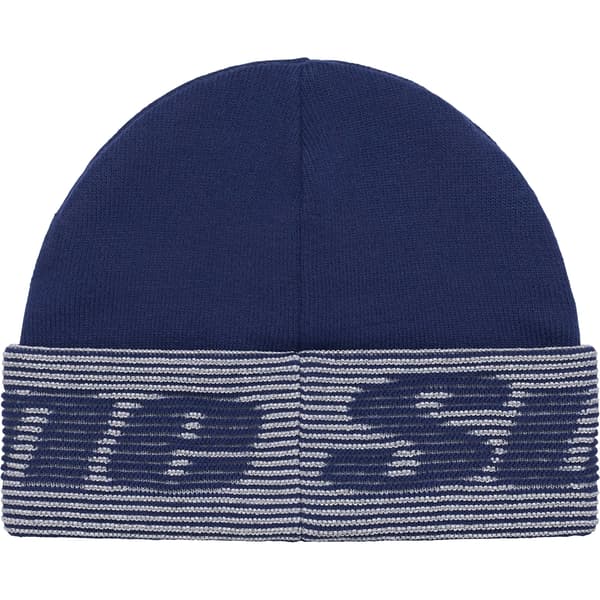Supreme Reflective Jacquard Beanie - Navy (front)