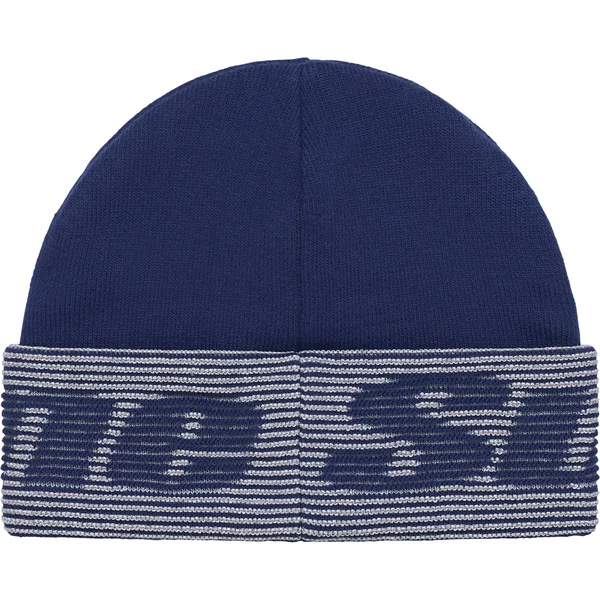 Supreme Reflective Jacquard Beanie - Navy (front)