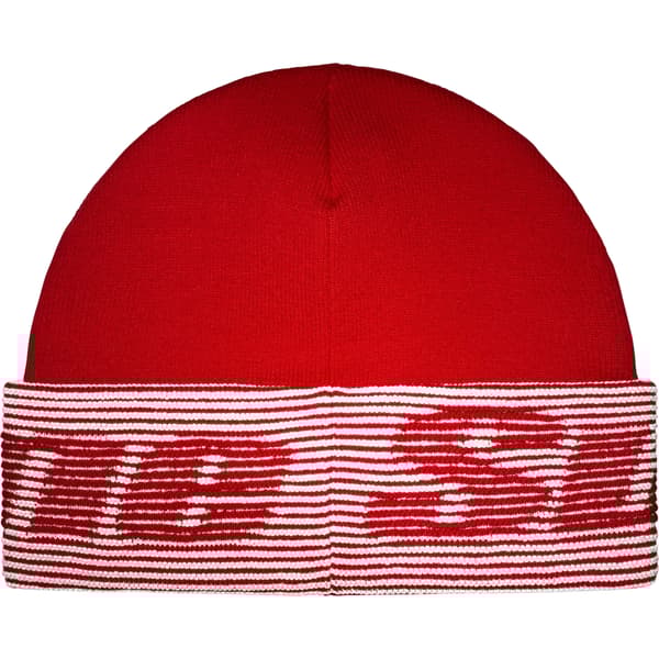 Supreme Reflective Jacquard Beanie - Red (front)