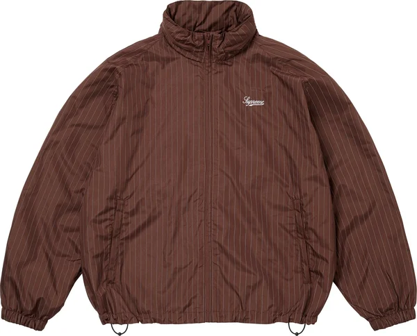 Supreme Reflective Pinstripe Track Jacket - Brown (front)