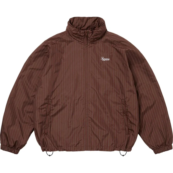 Supreme Reflective Pinstripe Track Jacket - Brown (front)