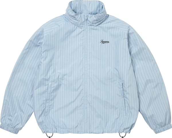 Supreme Reflective Pinstripe Track Jacket - Light Blue (front)