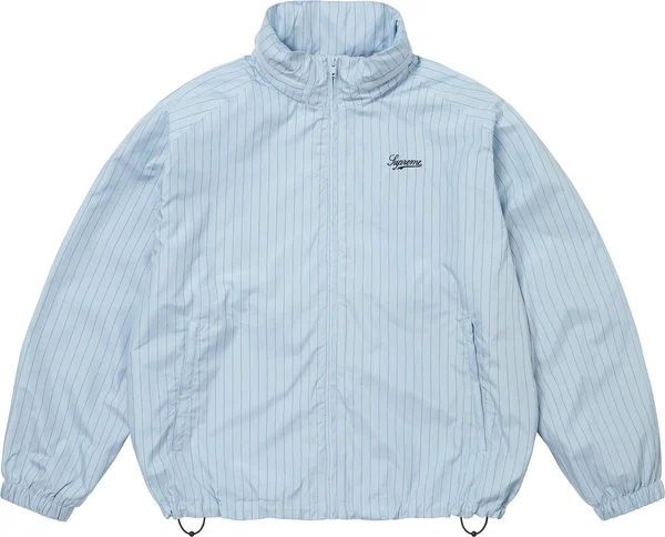 Supreme Reflective Pinstripe Track Jacket - Light Blue (front)