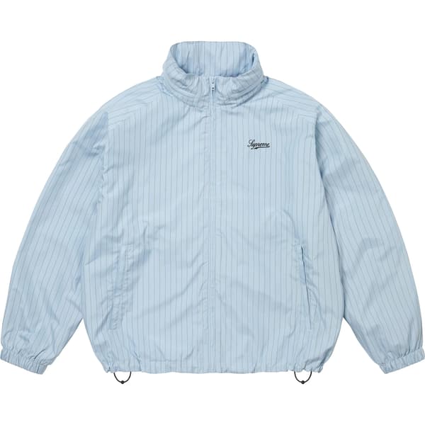 Supreme Reflective Pinstripe Track Jacket - Light Blue (front)