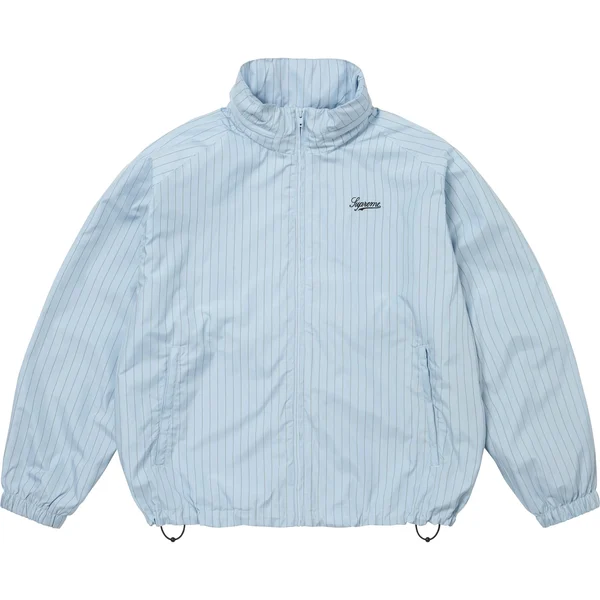 Supreme Reflective Pinstripe Track Jacket - Light Blue (front)