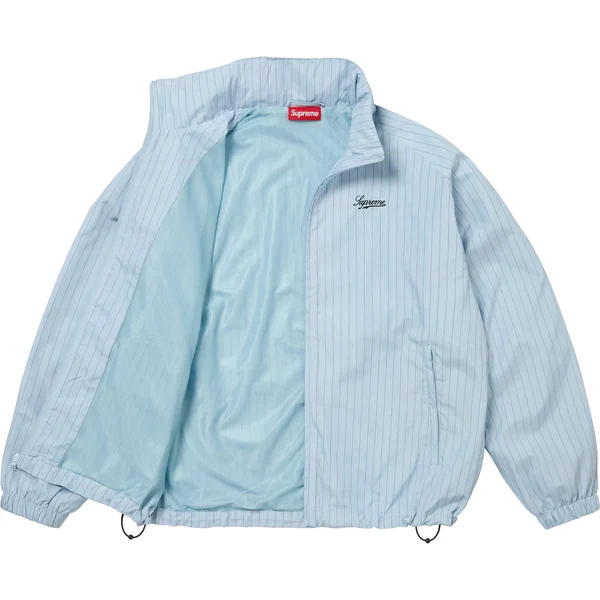 Supreme Reflective Pinstripe Track Jacket - Light Blue (front)