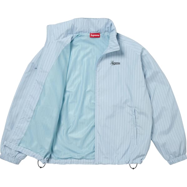 Supreme Reflective Pinstripe Track Jacket - Light Blue (front)