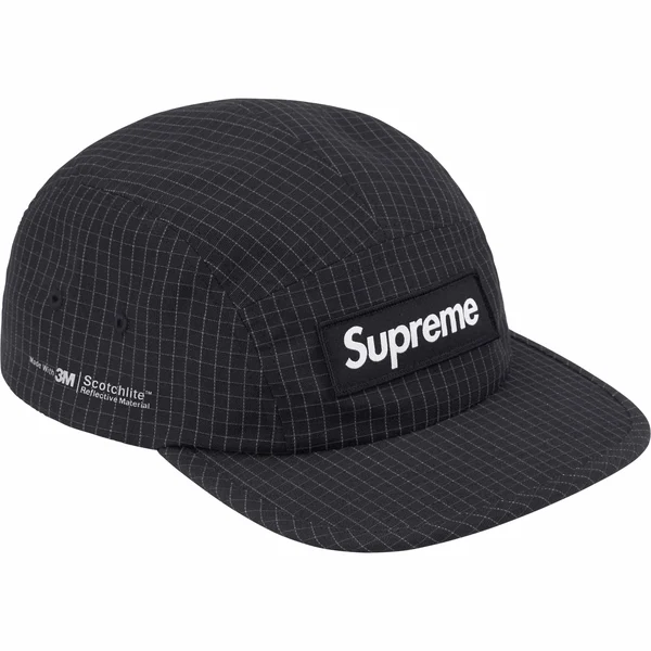 Supreme Reflective Ripstop Camp Cap - Black (front)