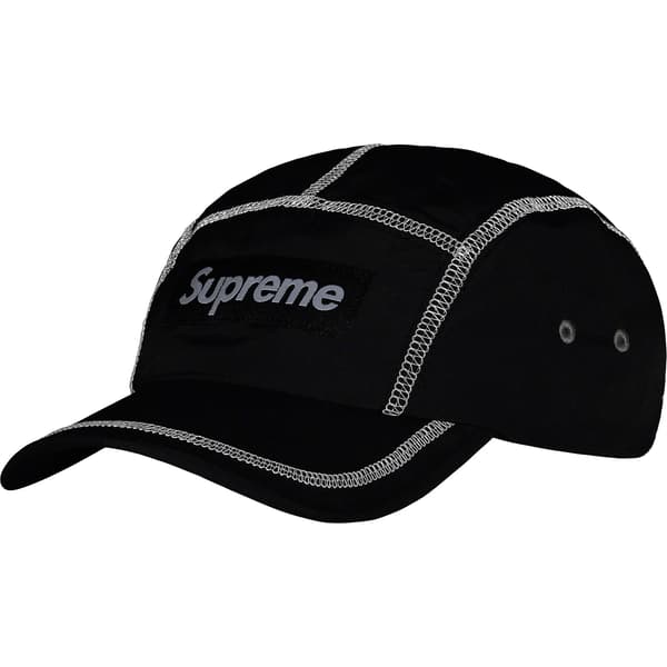 Supreme Reflective Stitch Camp Cap - Black (front)