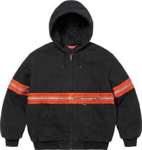 Supreme Reflective Stripe Hooded Work Jacket Black