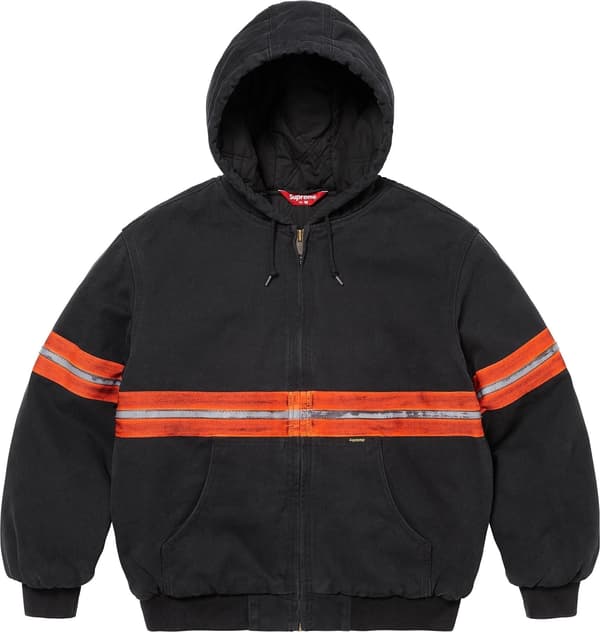 Supreme Reflective Stripe Hooded Work Jacket - Black (front)