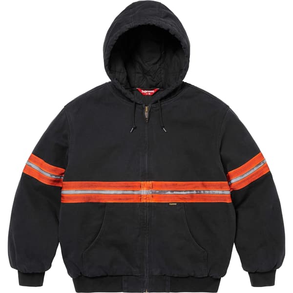 Supreme Reflective Stripe Hooded Work Jacket - Black (front)