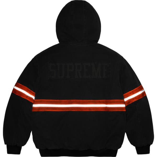 Supreme Reflective Stripe Hooded Work Jacket - Black (front)
