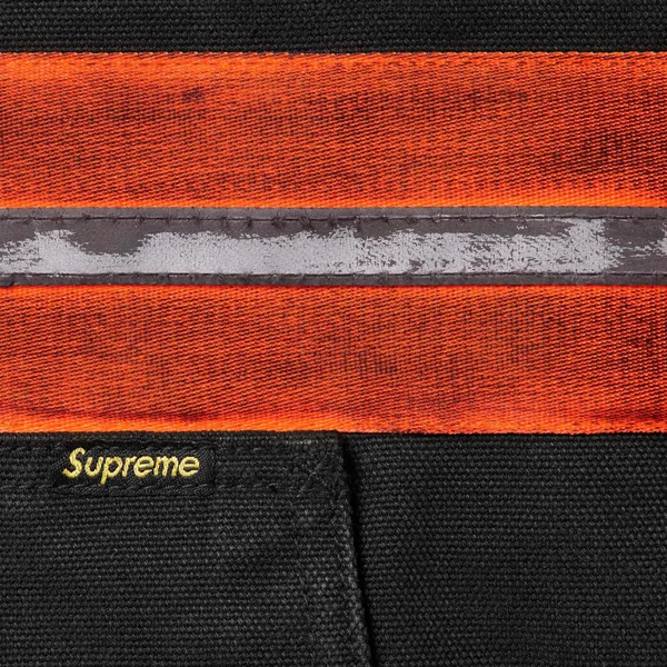 Supreme Reflective Stripe Hooded Work Jacket - Black (front)