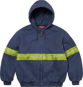 Supreme Reflective Stripe Hooded Work Jacket Navy