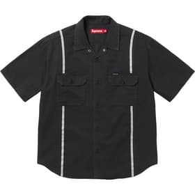 Supreme Reflective Stripe S/S Work Shirt Black