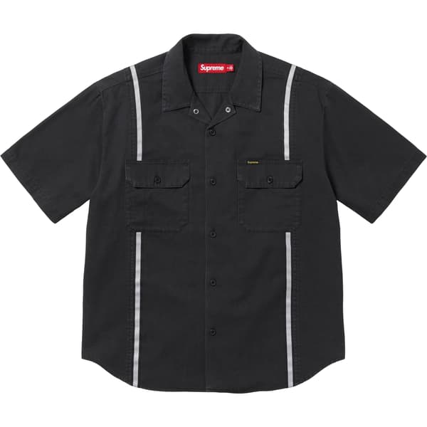 Supreme Reflective Stripe S/S Work Shirt - Black (front)