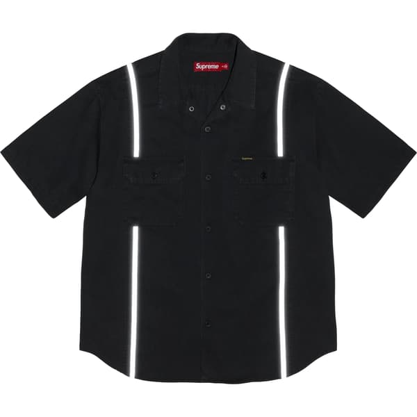 Supreme Reflective Stripe S/S Work Shirt - Black (front)