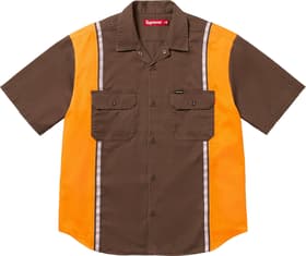 Supreme Reflective Stripe S/S Work Shirt Brown