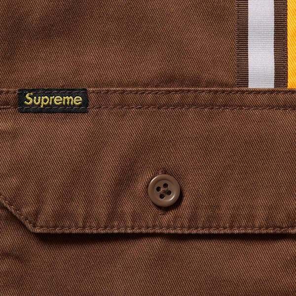 Supreme Reflective Stripe S/S Work Shirt - Brown (front)