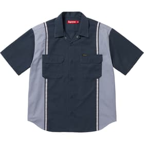 Supreme Reflective Stripe S/S Work Shirt Navy