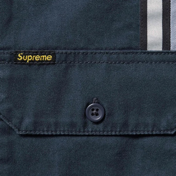 Supreme Reflective Stripe S/S Work Shirt - Navy (front)