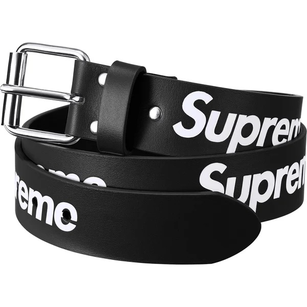 Supreme Repeat Leather Belt - Black (front)
