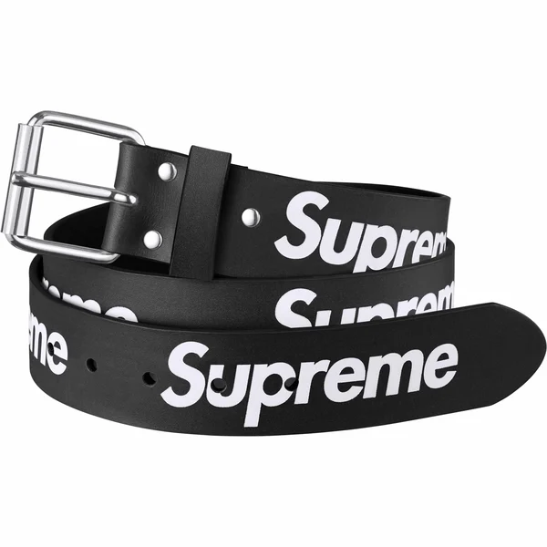 Supreme Repeat Leather Belt - Black (front)