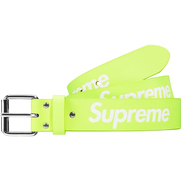 Supreme Repeat Leather Belt - Fluorescent Yellow (front)