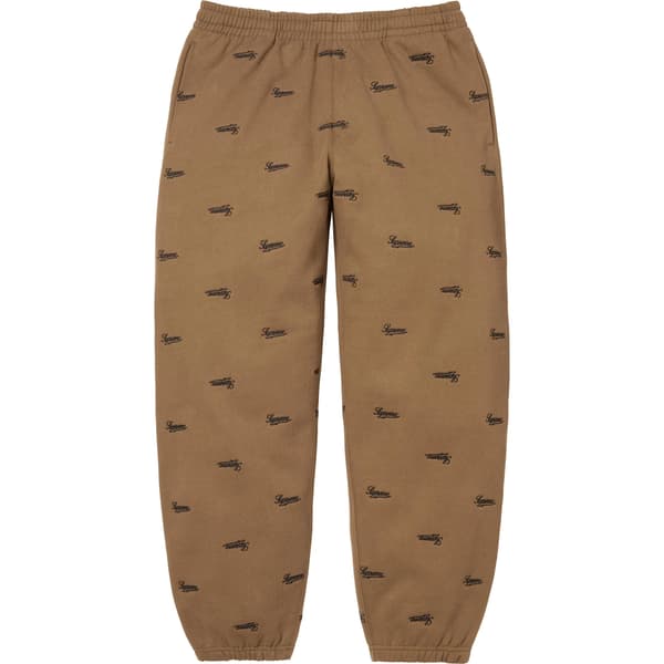Supreme Repeat Script Sweatpant - Dark Khaki (front)