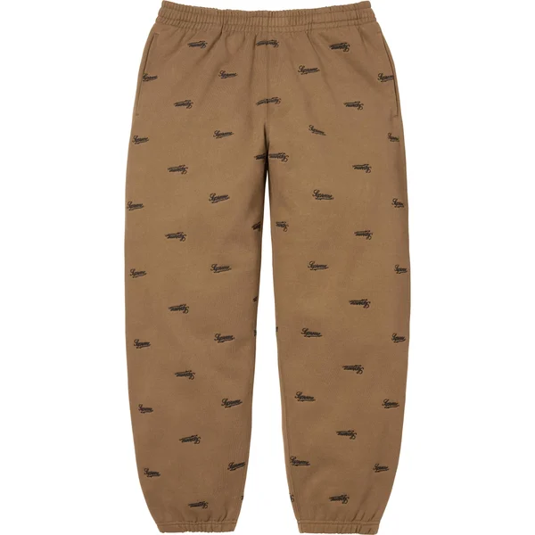 Supreme Repeat Script Sweatpant - Dark Khaki (front)