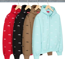 Supreme Repeat Script Zip Up Hooded Sweatshirt