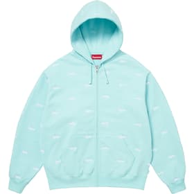 Supreme Repeat Script Zip Up Hooded Sweatshirt Aqua
