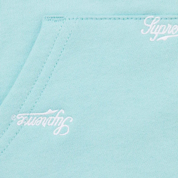 Supreme Repeat Script Zip Up Hooded Sweatshirt - Aqua (front)