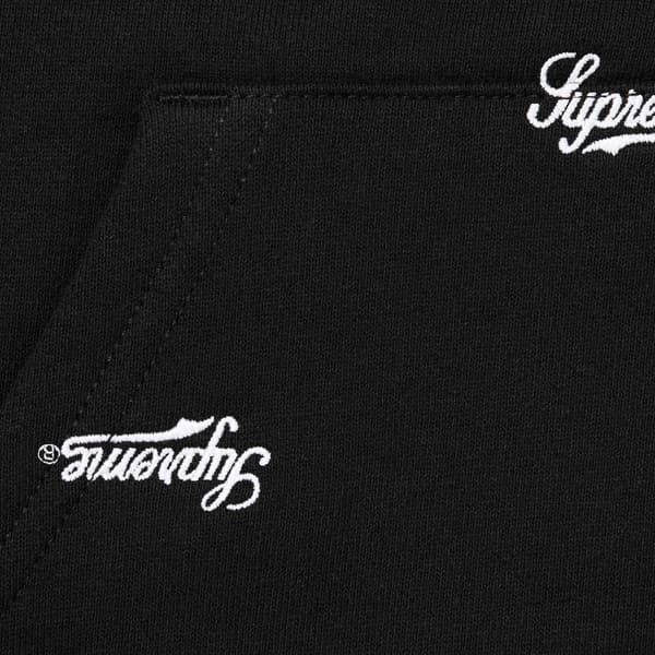 Supreme Repeat Script Zip Up Hooded Sweatshirt - Black (front)