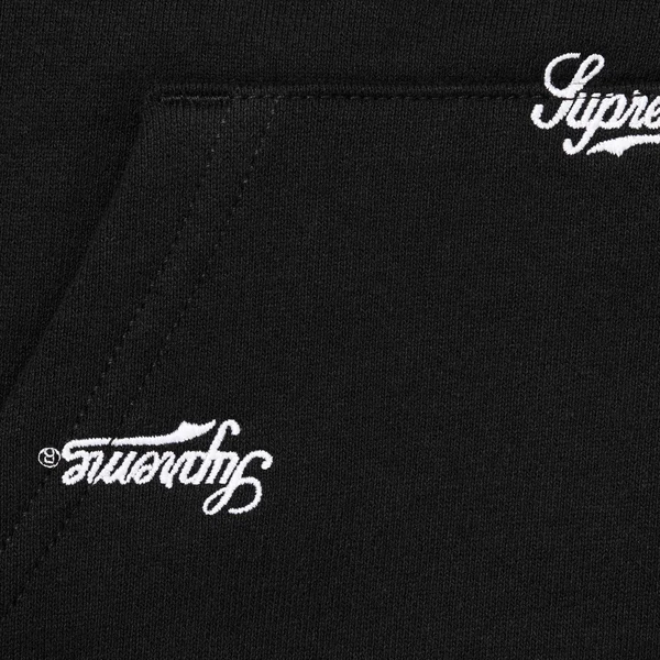 Supreme Repeat Script Zip Up Hooded Sweatshirt - Black (front)