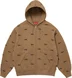 Supreme Repeat Script Zip Up Hooded Sweatshirt - Dark Khaki (front)