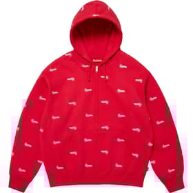Supreme Repeat Script Zip Up Hooded Sweatshirt Red