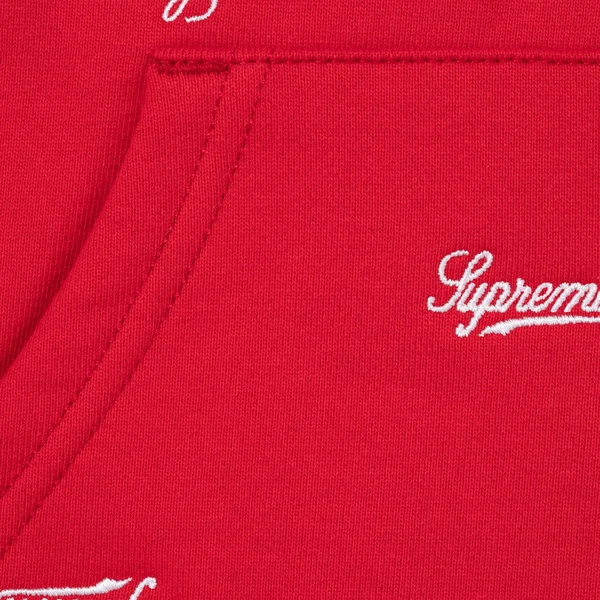 Supreme Repeat Script Zip Up Hooded Sweatshirt - Red (front)