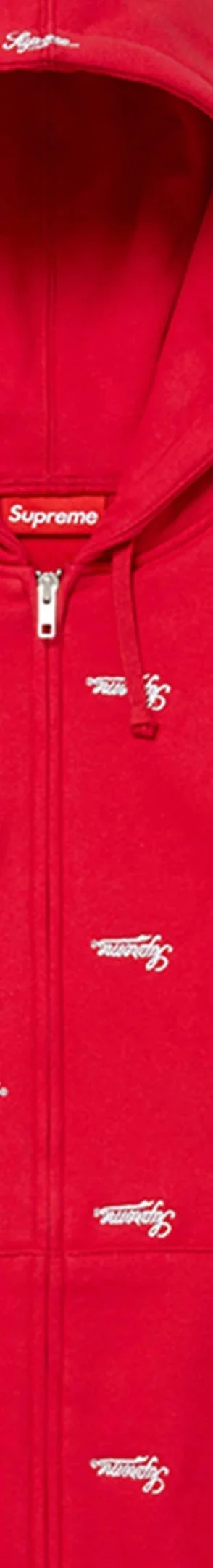 Supreme Repeat Script Zip Up Hooded Sweatshirt - Red (front)