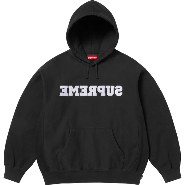 Supreme Reverse Hooded Sweatshirt - Black (front)
