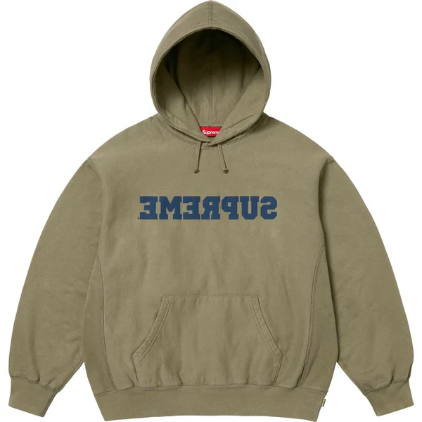 Supreme Reverse Hooded Sweatshirt - Light Olive (front)