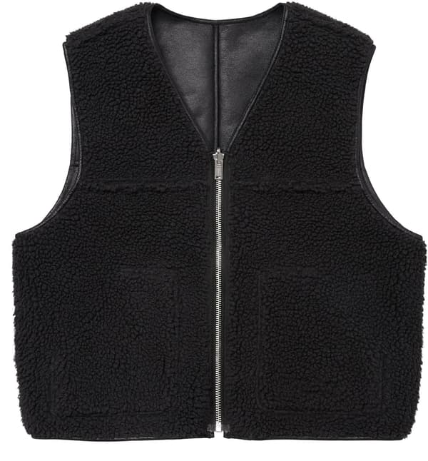 Supreme Reversible Faux Shearling Vest - Black (front)