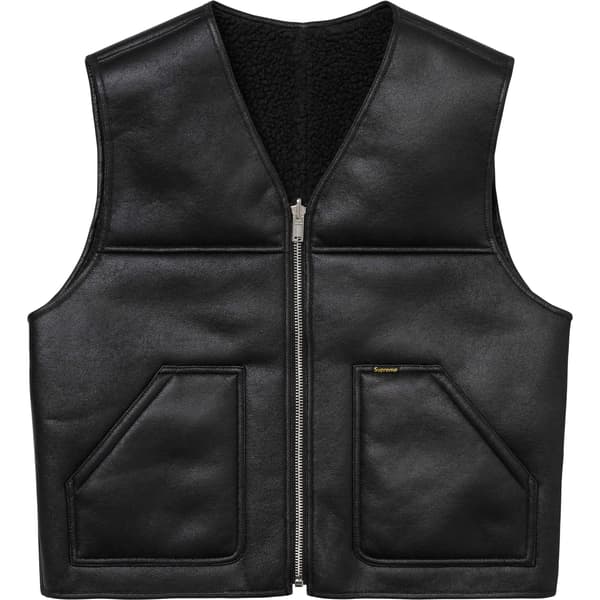 Supreme Reversible Faux Shearling Vest - Black (front)